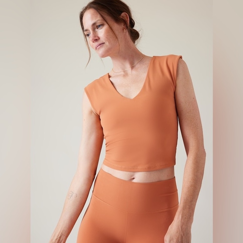 Athleta Transcend Crop Tee Sunbaked Clay Orange XXS